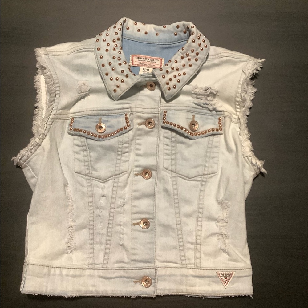 Vintage Guess Distressed Denim Jacket Vest! - Picture 14 of 14